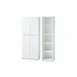 Netto Marken-Discount Büro-Set MUENCHEN 2-teilig Weiß Schrank & Regal 5 OH Glas Front & Abschließbar Angebot