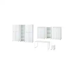 Netto Marken-Discount Büro-Set MUENCHEN 8-teilig Weiß Glas & Abschließbar & Soft-Close Angebot