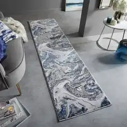 Netto Marken-Discount Läufer abstrakt Blau-Grau 80 x 300 cm - OUSE Kadima Design Angebot