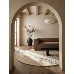 Netto Marken-Discount Wollteppich floral Beige Ø160 cm - LEVEN Kadima Design Angebot