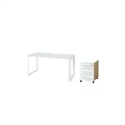 Netto Marken-Discount Schreibtisch-Set MUENCHEN 160x80 cm Glasplatte & Container Chalet-Eiche-Nb./Weiß Angebot