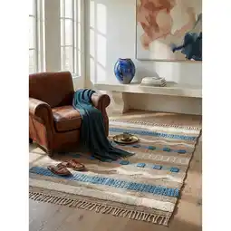 Netto Marken-Discount Teppich gestreift Natur-Blau 120 x 170 cm - WHARFE Kadima Design Angebot