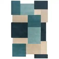 Netto Marken-Discount Wollteppich geometrisch Türkis 120 x 180 cm - HALLEIN Kadima Design Angebot