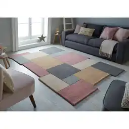 Netto Marken-Discount Wollteppich geometrisch Grau-Rosa 150 x 240 cm - HALLEIN Kadima Angebot