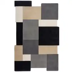 Netto Marken-Discount Wollteppich geometrisch Grau-Beige 120 x 180 cm - HALLEIN Kadima Angebot