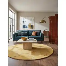 Netto Marken-Discount Wollteppich Kurzflor Senfgelb Ø160 cm - DEBEN Kadima Design Angebot