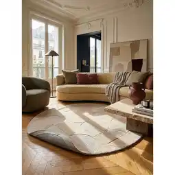 Netto Marken-Discount Wollteppich Kurzflor Natur Ø160 cm - DEBEN Kadima Design Angebot