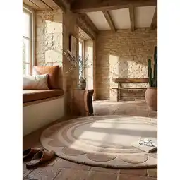 Netto Marken-Discount Wollteppich rund Beige Ø120 cm - WENSUM Kadima Design Angebot