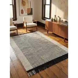 Netto Marken-Discount Wollteppich handgewebt mit Fransen PISA, geometrisch, Schwarz-Weiß, 120 x 170 cm Angebot