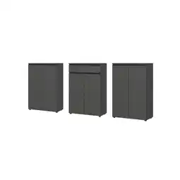 Netto Marken-Discount Büro-Set Stuttgart 3-teilig Soft-Close Graphit 273x120cm Angebot