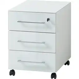 Netto Marken-Discount Rollcontainer Glasfront 3 Schubladen Soft-Close & Abschließbar, Serie Muenchen Weiß Angebot