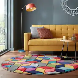 Netto Marken-Discount Teppich strapazierfähig Bunt Ø160 cm - MEON Kadima Design Angebot