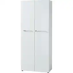 Netto Marken-Discount Aktenschrank MUENCHEN 80x37x196cm 5 Ordnerhöhen Glasfront & Abschließbar Weiß Angebot