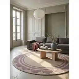 Netto Marken-Discount Wollteppich rund Lila-Beige Ø120 cm - WENSUM Kadima Design Angebot