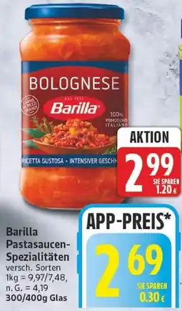 Edeka Barilla Pastasaucen Spezialitäten Angebot