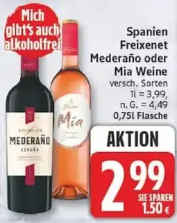 Edeka Spanien Freixenet Mederaño oder Mia Weine Angebot