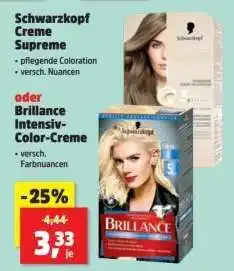 Thomas Philipps Schwarzkopf Creme Supreme oder Brillance Intensiv-Color-Creme Angebot