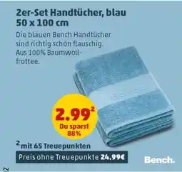 PENNY 2er-Set Handtücher, blau 50 x 100 cm Angebot