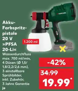 Kaufland PARKSIDE Akku- Farbspritzpistole 20 V PFSA 20-Li Angebot