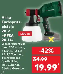 Kaufland PARKSIDE Akku- Farbspritzpistole 20 V PFSA 20-Li Angebot