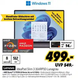 MEDIMAX Lenovo ideapad slim 3 16arp10 lunagrau Angebot