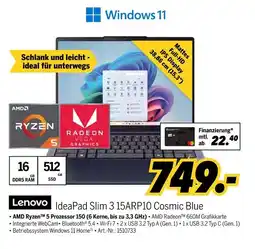 MEDIMAX Lenovo ideapad slim 3 15arp10 cosmic blue Angebot