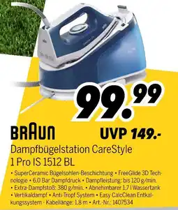 MEDIMAX Braun dampfbügelstation carestyle 1 pro is 1512 bl Angebot