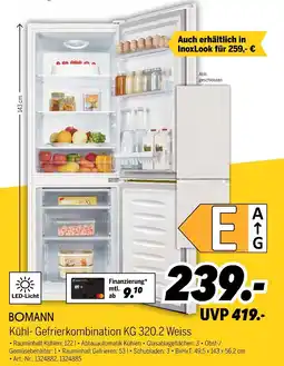 MEDIMAX Bomann kühl-gefrierkombination kg 320.2 weiss Angebot