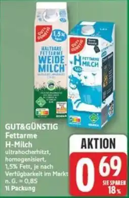 Marktkauf GUT&GÜNSTIG Fettarme H-Milch Angebot