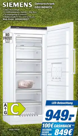 expert Techno Land SIEMENS Gefrierschrank GS51NDWCV Angebot
