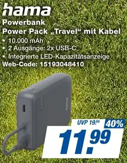 expert Techno Land hama Powerbank Power Pack ,,Travel" mit Kabel Angebot