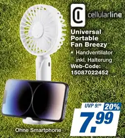 expert Techno Land Cellularline Universal Portable Fan Breezy Angebot