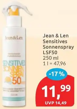 Budni Jean & Len Sensitives Sonnenspray LSF50 Angebot