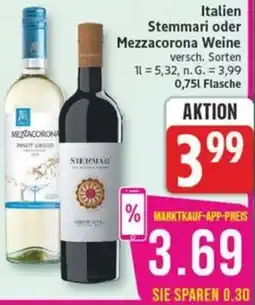 Marktkauf Italien Stemmari oder Mezzacorona Weine Angebot