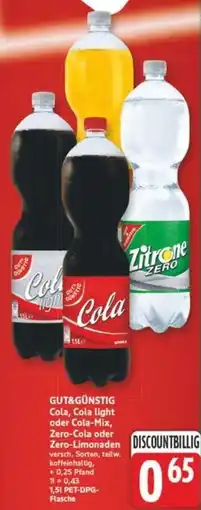 Marktkauf GUT&GÜNSTIG Cola, Cola light oder Cola-Mix, Zero-Cola oder Zero-Limonaden Angebot
