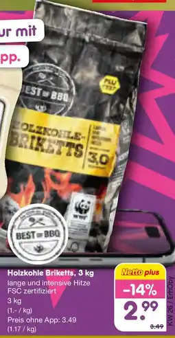 Netto Marken-Discount Holzkohle Briketts, 3 kg Angebot