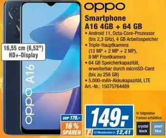 Expert Technomarkt Oppo Smartphone A16 4GB + 64GB Angebot