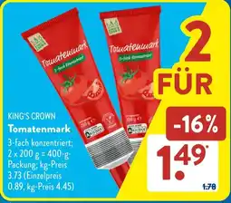 Aldi Süd KING'S CROWN Tomatenmark Angebot