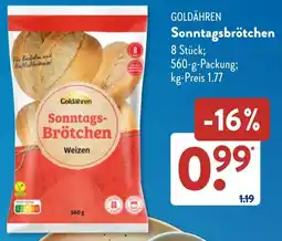 Aldi Süd GOLDÄHREN Sonntagsbrötchen Angebot