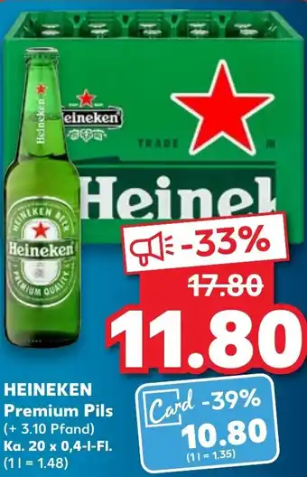 Kaufland Heineken Premium Pils Ka. 20 x 0.4-l-Fl. Angebot