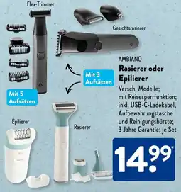 Aldi Süd AMBIANO Rasierer oder Epilierer Angebot