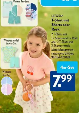 Aldi Süd LILY & DAN T-Shirt mit Shorts oder Rock Angebot