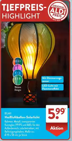 Aldi Süd BELAVI Heißluftballon-Solarlicht Angebot