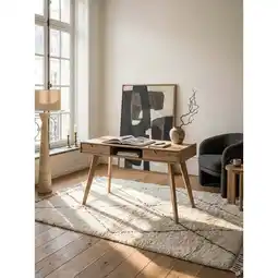 Netto Marken-Discount Schreibtisch – Eiche-Dekor, 120x55x77 cm, Stauraum, Skandinavischer Stil, Massivholzbeine Angebot