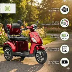 Netto Marken-Discount Econelo E-Seniorenmobil Yogi-IQ, Lithium-Akku, 3-Rad, 1000 Watt, Rot Angebot