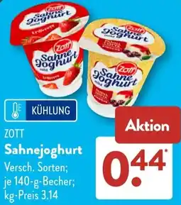 Aldi Süd ZOTT Sahnejoghurt Angebot