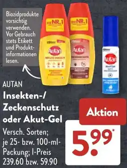 Aldi Süd AUTAN Insekten-/ Zeckenschutz oder Akut-Gel Angebot