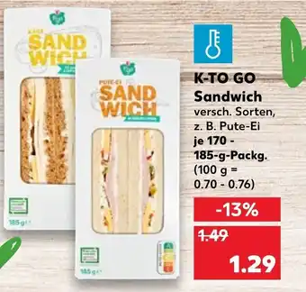 Kaufland K-To Go Sandwich je 170 - 185-g-Packg. Angebot