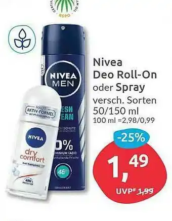 Budni Nivea Deo Roll-on Oder Spray Angebot