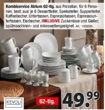 Zurbrüggen KEVOLI Kombiservice Atrium 62-tlg. Angebot